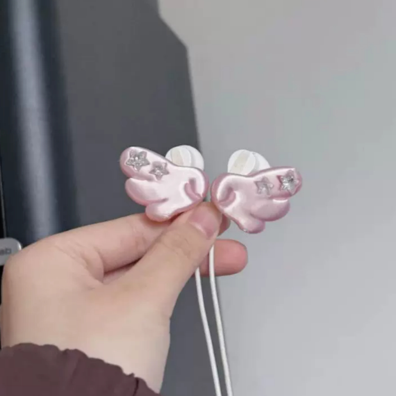 Three-dimensional Star-wing Headphone Decoration Average size Pink