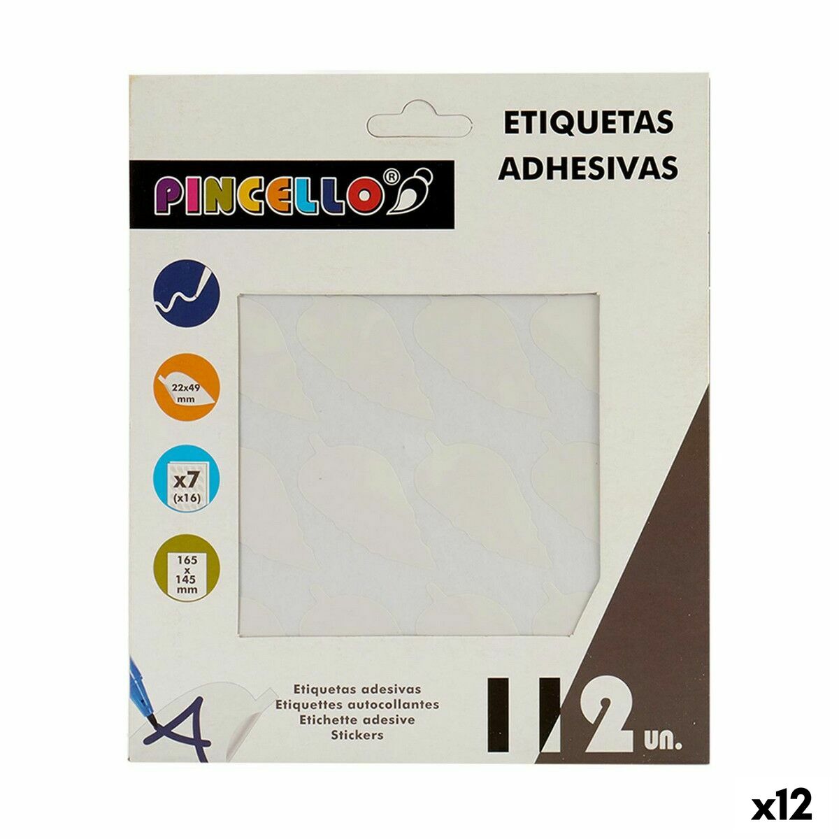 Adhesive labels Pincello 1711079 White 22 x 49 mm Sheets (12 Units)